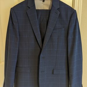 Slim Blue Windowpane Suit